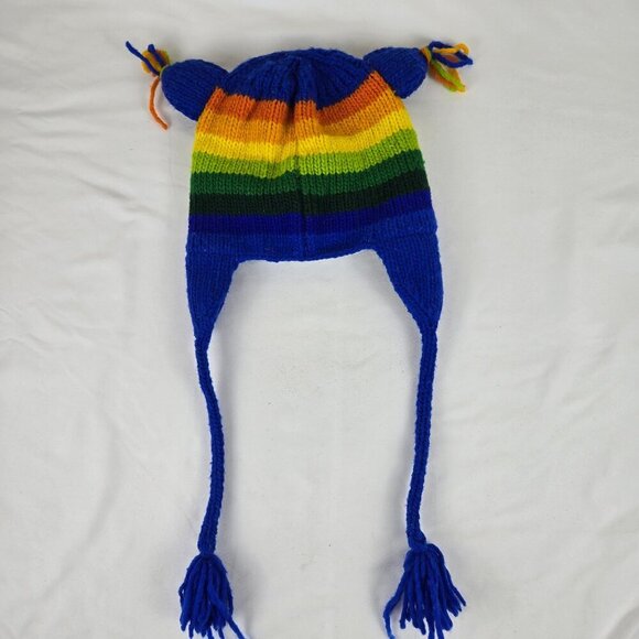 Vive Bien Youth Sized Knit Hat Colorful Owl Wool Outer Layer Long Tassel Ties - Picture 4 of 8